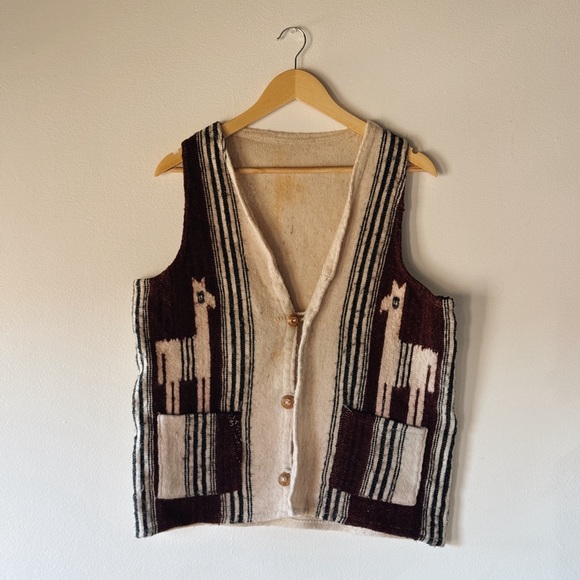 Jackets & Blazers - Alpaca Patterned Wool Vest